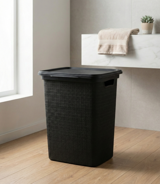 Cesto de Roupa Linha Juta 45 Litros Preto Jaguar Utilidades