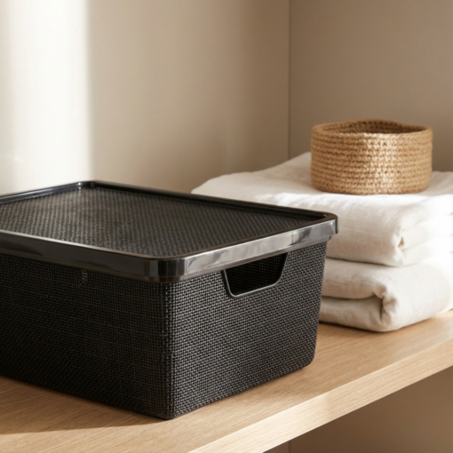 Caixa Organizadora Jutta 16L com Tampa Preta Arqplast