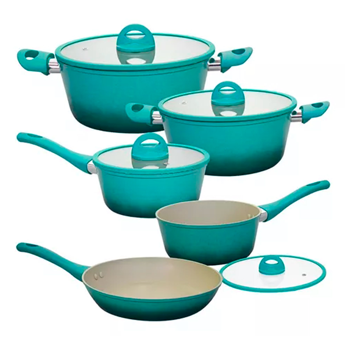 Conjunto de Panelas de Indução Verde 5 Peças