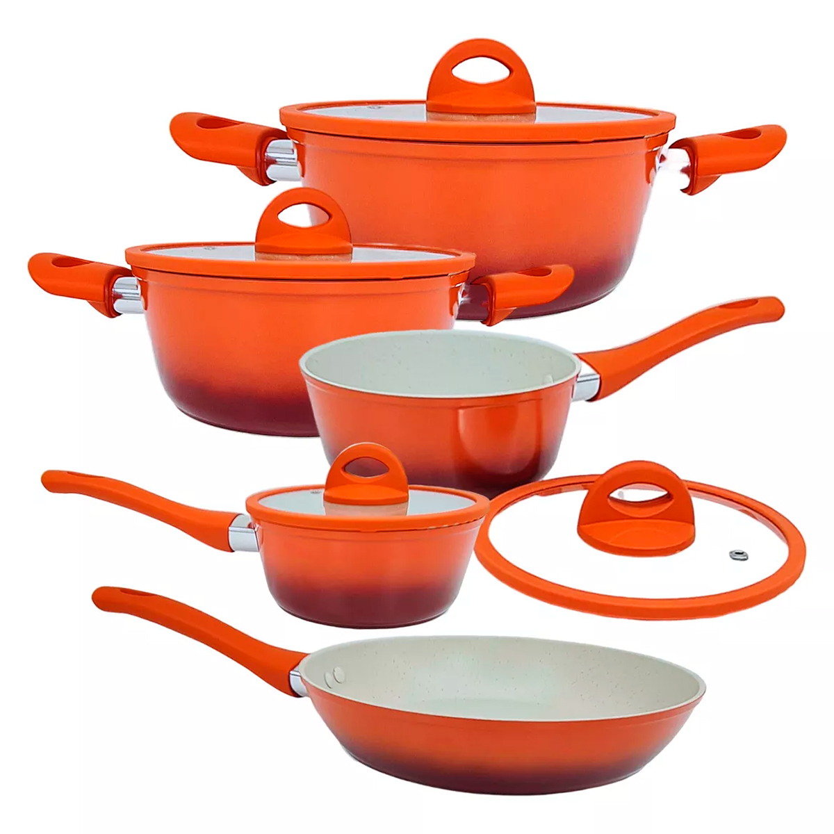 Conjunto de Panelas de Indução Vermelho 5 Peças