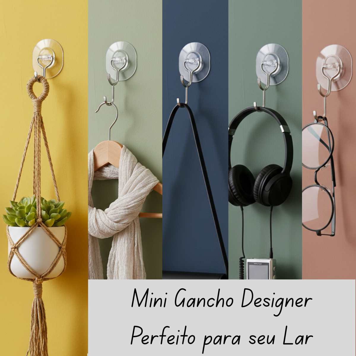 Gancho Adesivo de Plástico 6uni 5kgs Multiuso Transparente