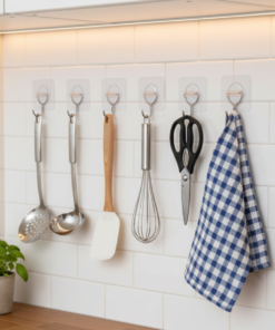 Gancho Adesivo de Plástico 6uni 15kg Multiuso Transparente