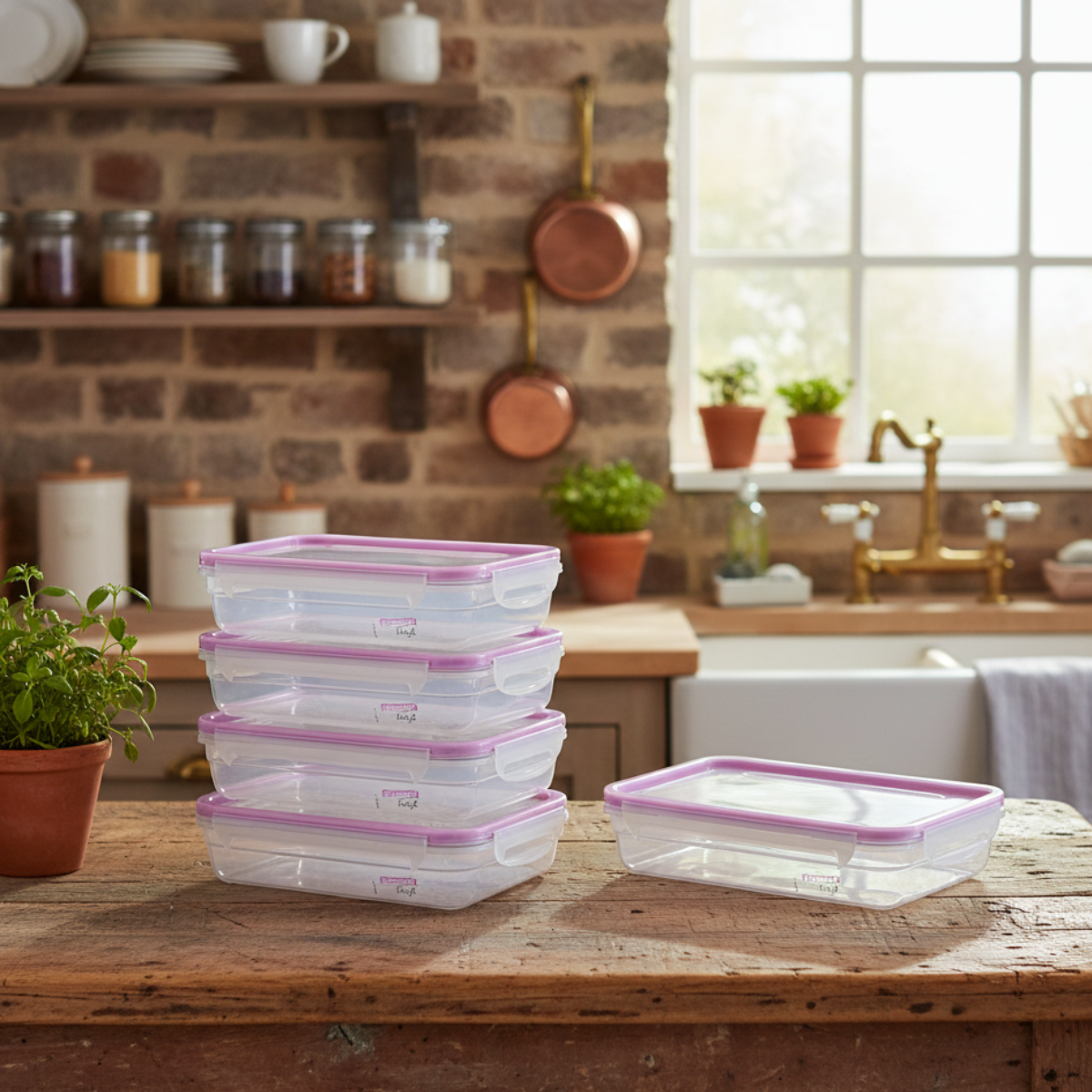 Kit 5 Pote Com Travas 820ml Freshy Sanremo