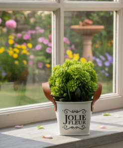 Arranjo de Planta Artificial em Vaso de Metal