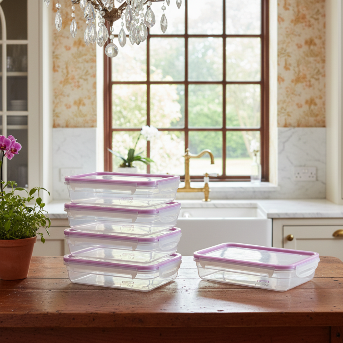 Kit 5 Pote Com Travas 820ml Freshy Sanremo