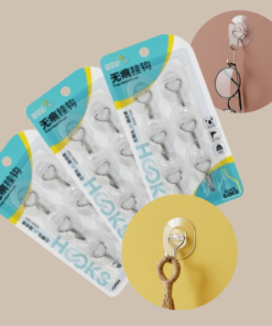 KIT 18 Gancho Adesivo de Plástico Multiuso Trans 3 Cartelas 5Kgs