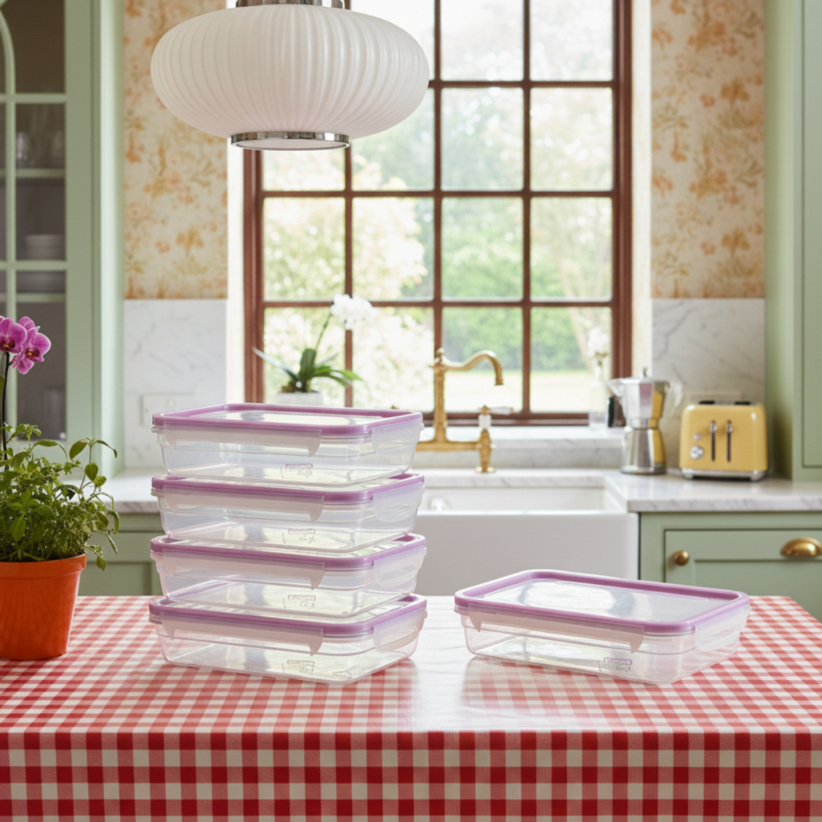 Kit 5 Pote Com Travas 820ml Freshy Sanremo