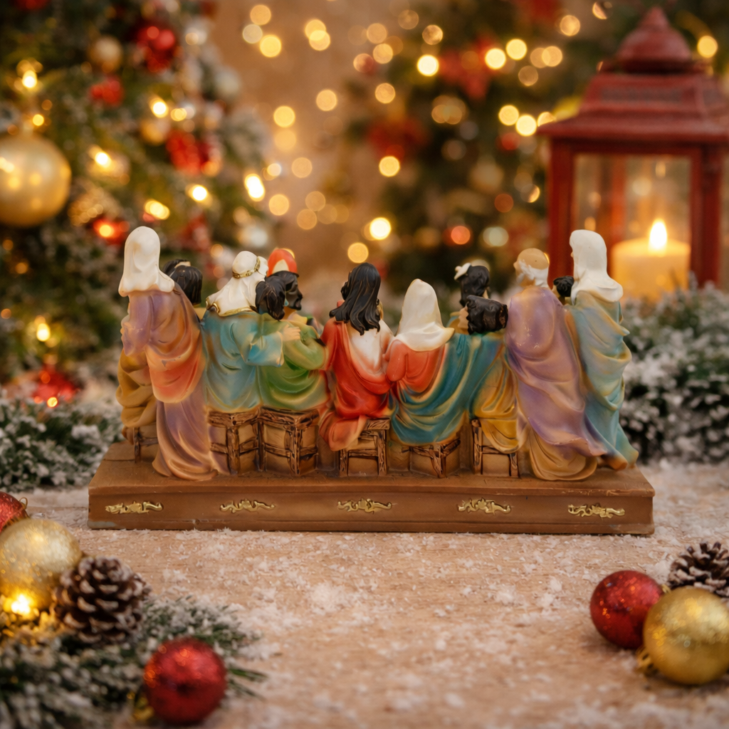 Decoração da Última Ceia Religiosa em Resina Wincy