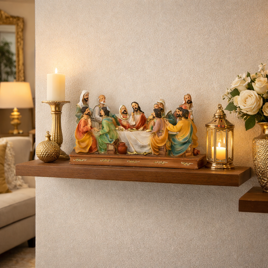 Decoração da Última Ceia Religiosa em Resina Wincy