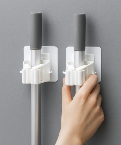 Kit 4 Gancho Adesivo de Plástico para Vassoura e Rodo