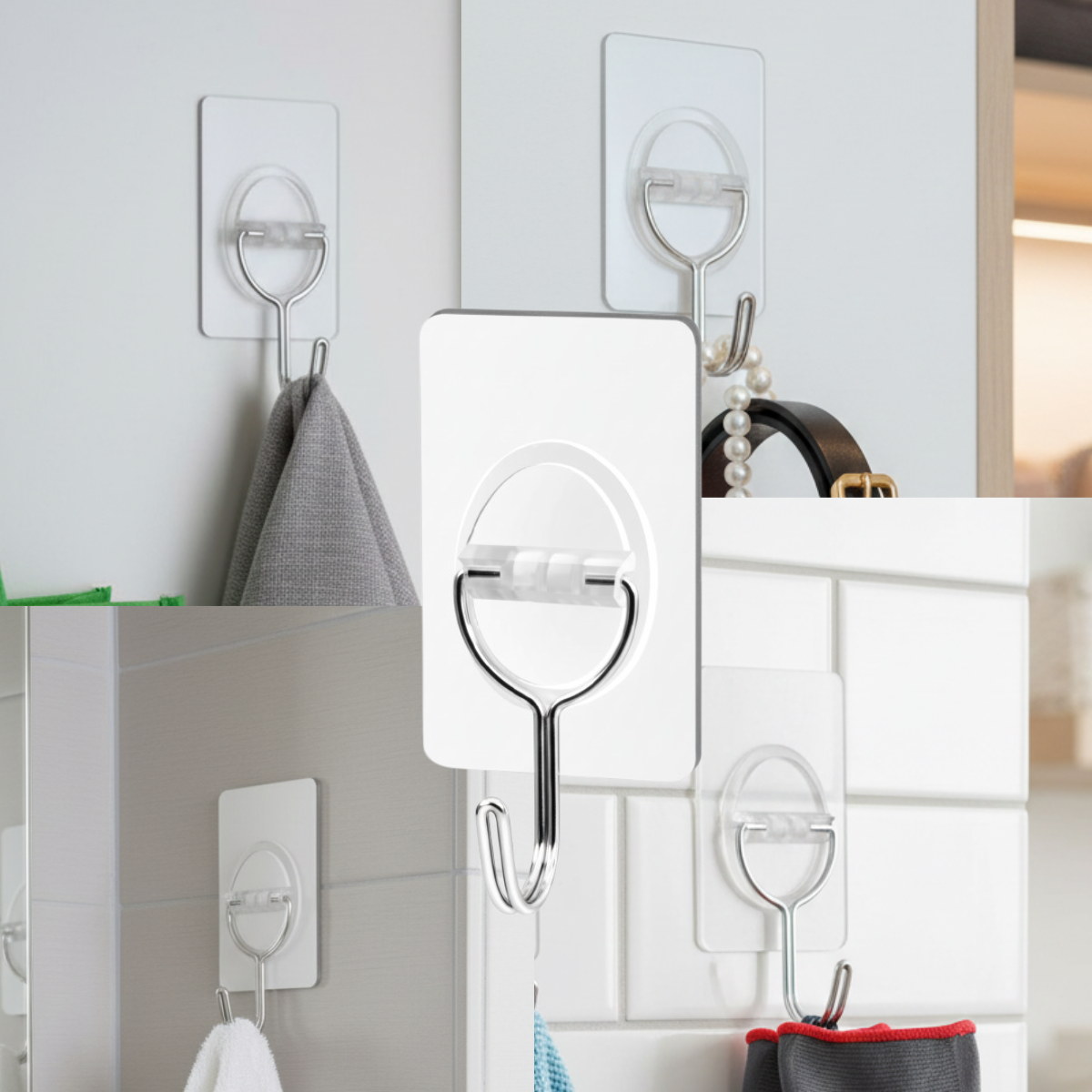 Gancho Adesivo de Plástico 3uni 15kg Multiuso Transparente