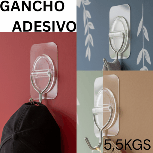 Gancho Adesivo Multiuso Metal 10kg Transparente