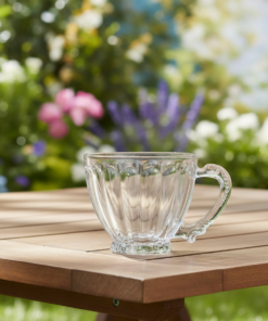 Xicara de Vidro Lapidada Clássica 7,8X8cm