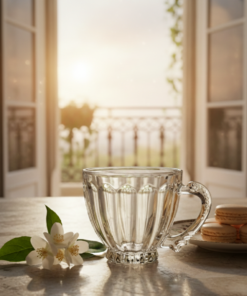 Xicara de Vidro Lapidada Clássica 7,8X8cm