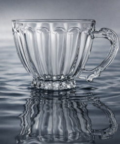 6 Xícaras de Vidro Lapidada Clássica 7,8X8cm