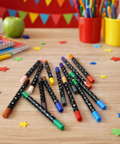 Estojo com 12 Canetinhas Ponta Dupla Glitter 24 Cores