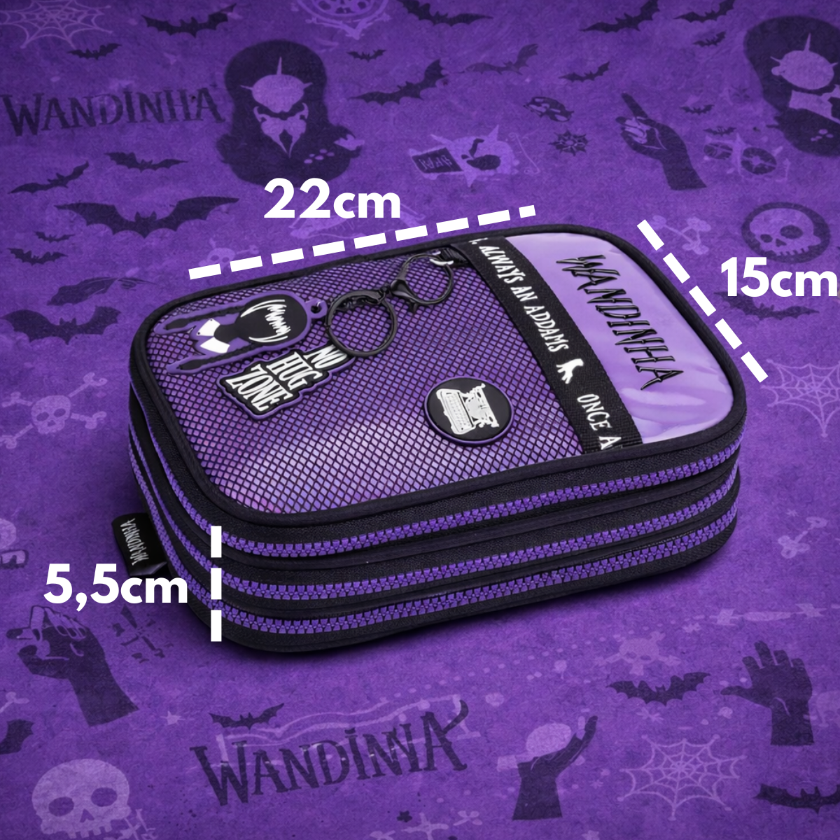 Estojo Triplo Box Wandinha Holográfico Escolar