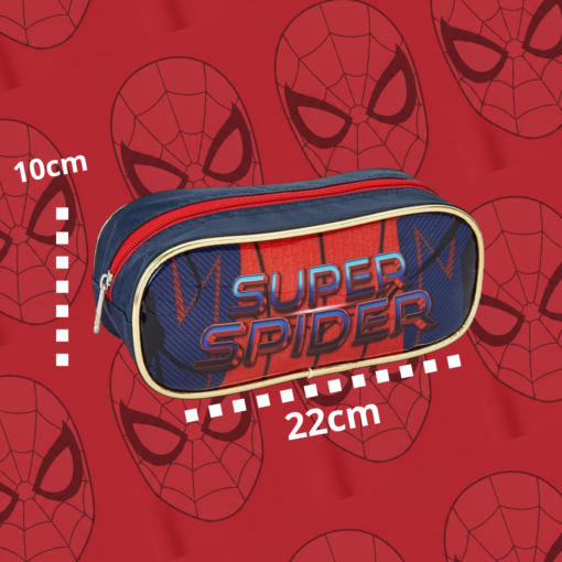 Kit Super Spider Escolar Mochila Lancheira e Estojo - Grátis Canetinhas 24 cores