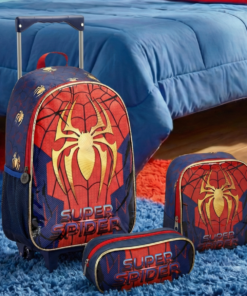 Kit Super Spider Escolar Mochila Lancheira e Estojo + 1 Centavo Canetinha de Brinde
