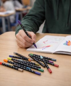 Estojo com Canetinhas Ponta Dupla Glitter 48 Cores Kit 24PCS