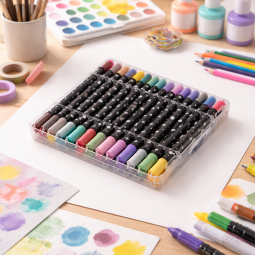 Estojo com 24 Canetinhas Ponta Dupla Glitter 48 Cores