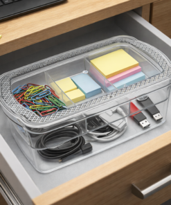 Organizador Retangular Diamante com Divisória Transparente