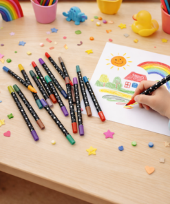 Estojo com Canetinhas Ponta Dupla Glitter 48 Cores Kit 24PCS