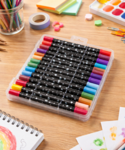 Estojo com 48 Canetinhas Ponta Dupla Glitter 96 Cores