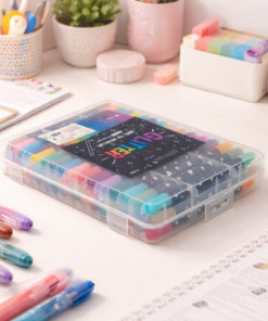 Estojo com 48 Canetinhas Ponta Dupla Glitter 96 Cores