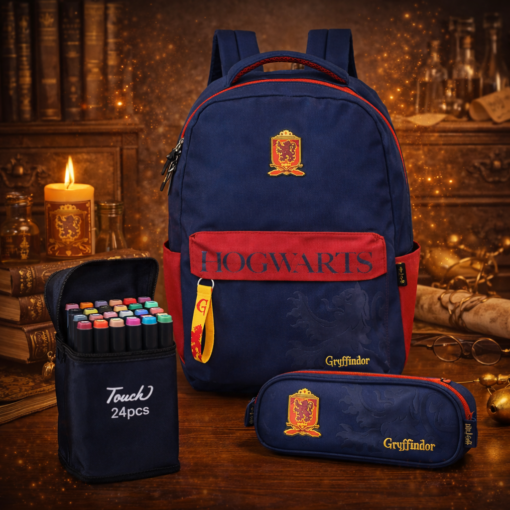 Kit Escolar Harry Potter com Mochila e Estojo - Grátis Canetinhas 24 Cores