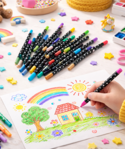 Estojo com Canetinhas Ponta Dupla Glitter 72 Cores Kit 36PCS