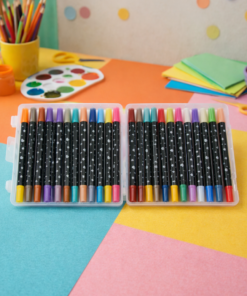 Estojo com Canetinhas Ponta Dupla Glitter 48 Cores Kit 24PCS