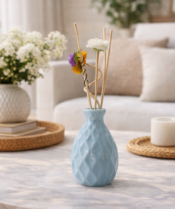 Vaso difusor de cerâmica com varetas decoradas