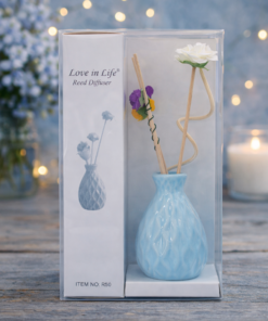 Vaso difusor de cerâmica com varetas decoradas