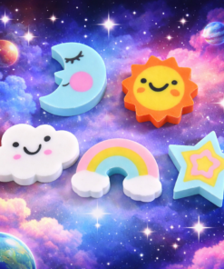 Borracha Espacial Escolar Infantil Pote Com 10 Unidades