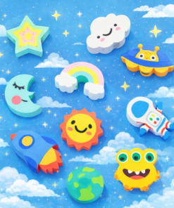 Borracha Espacial Escolar Infantil Pote Com 10 Unidades