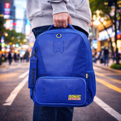 Mochila Escolar Sonic Azul de Costas Juvenil