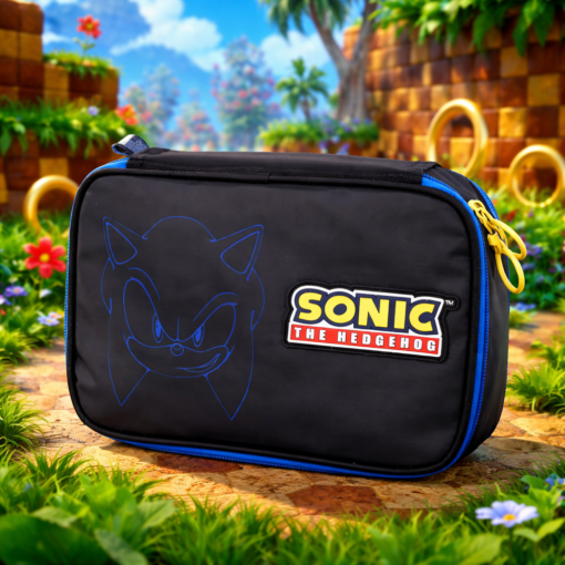 Kit Mochila Escolar Sonic Estojo e Canetinha 24 cores de Brinde