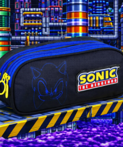 Estojo Escolar Sonic Hedgehog Triplo com 3 Zíper