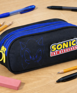 Estojo Escolar Sonic Hedgehog Triplo com 3 Zíper