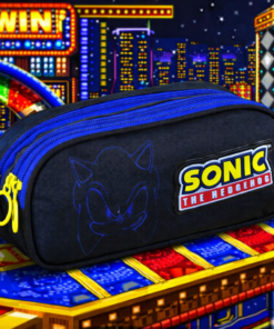 Estojo Escolar Sonic Hedgehog Triplo com 3 Zíper