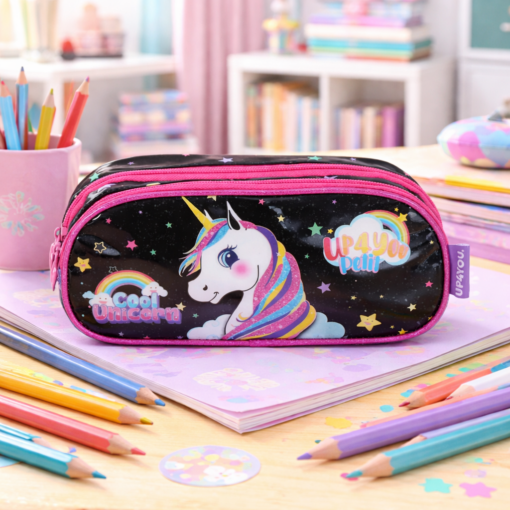 Kit Mochila unicórnio UP4YOU Estojo Canetinha 24 Cores