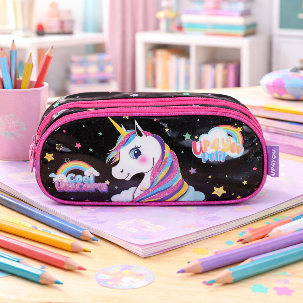 Kit Mochila unicórnio UP4YOU Estojo Canetinha 24 Cores