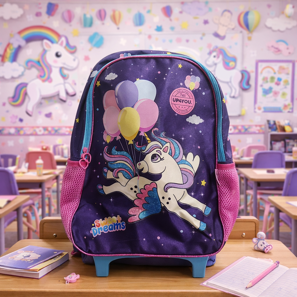 Mochila Escolar Unicórnio Up4You com Rodinhas