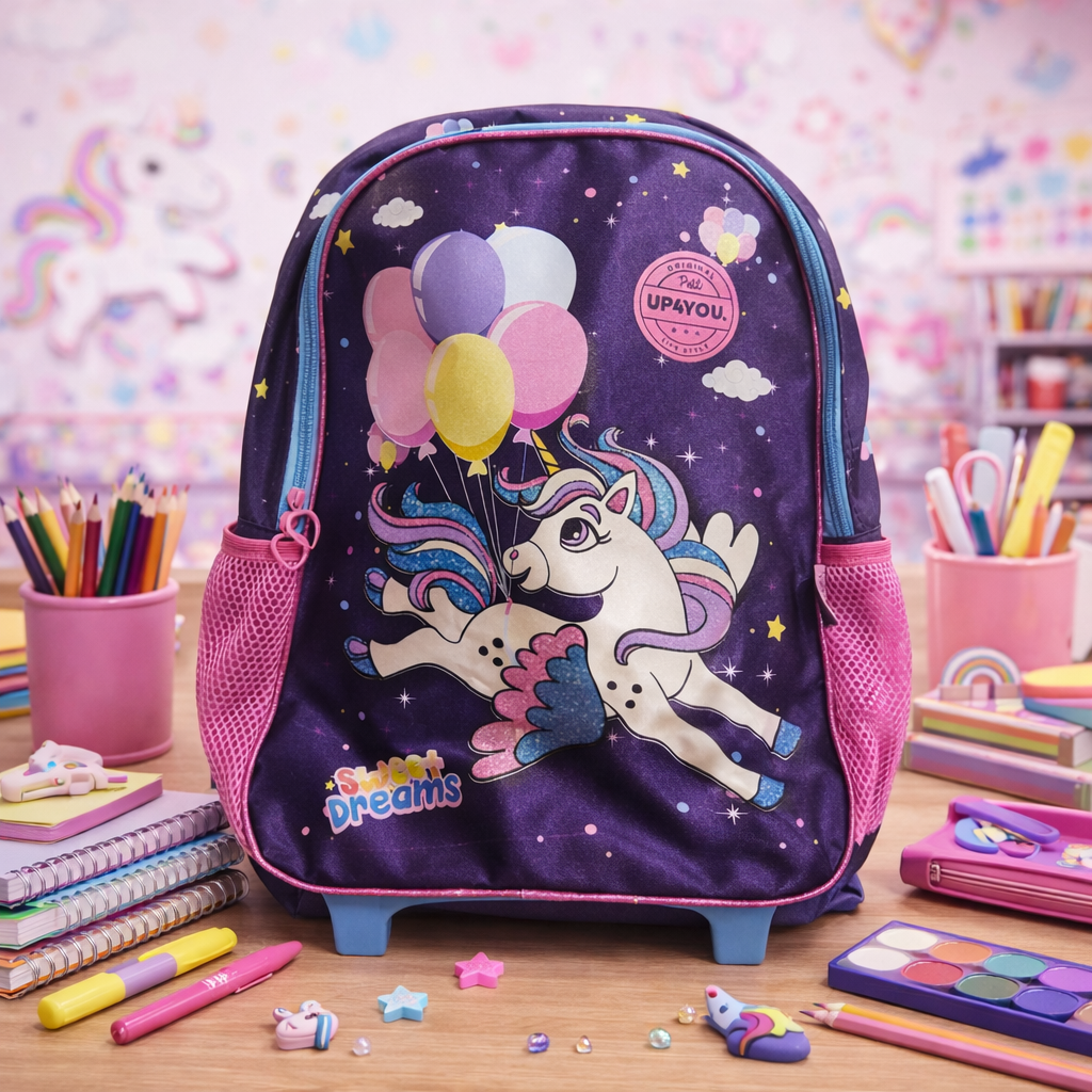 Mochila Escolar Unicórnio Up4You com Rodinhas