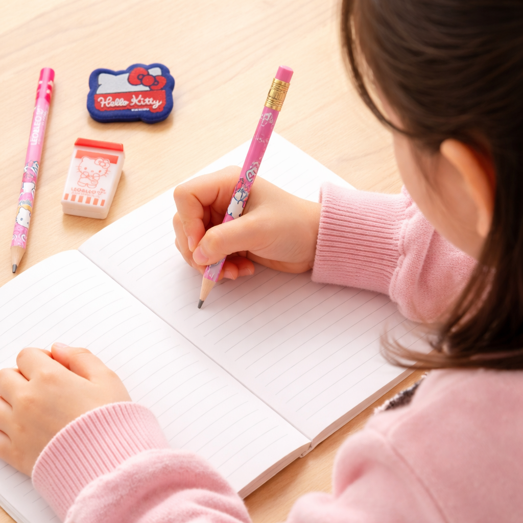 O Kit Lápis Escolar Hello Kitty para Meninas é a escolha perfeita para tornar a rotina escolar mais divertida, organizada e cheia de estilo.