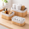 Kit 3 Cestos de Bambu Organizador Multiuso