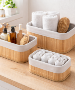 Kit 3 Cestos de Bambu Organizador Multiuso