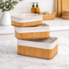 Kit 3 Cestos de Bambu Organizador Multiuso