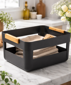 Cesto Plástico Organizador 14 Litros Preto Lume